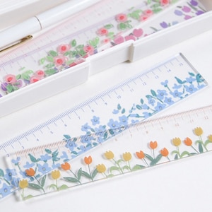 Régua de flores, 15 cm, régua de desenho, aprendizagem, régua fofa, papelaria kawaii, régua de estudante, volta às aulas, material de escrita, material escolar