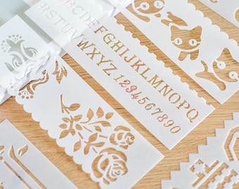 8 pcs, Bullet Journal Stencil, lettre, pochoir de l'agenda, pochoir en plastique, météo, nombre, cadeau, scrapbooking, modèle, fournitures de retour à l'école