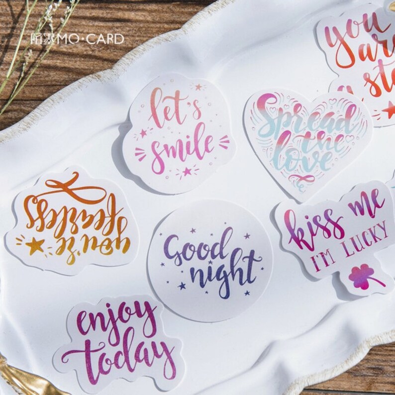 46pcs Calligraphy Stickers words stickers colorful sticker Etsy