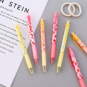 Retractable Gel Pen, Planner Pens, Kawaii Stationary, 6 Colors, Cute Pens,  0.5mm, Sign Pen, Gel Ink Pen, Black Gel Pens, Aesthetic Pens 