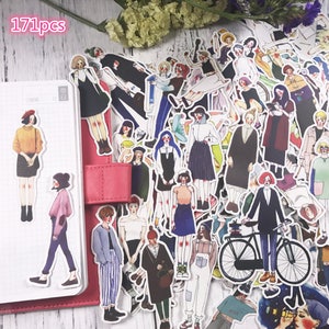 171 Stück, Mädchen Aufkleber, niedliche Aufklebertüte, süßes Mädchen, Aufkleberflocken, Mode Mädchen, Planer Aufkleber, kawaii stationär, Scrapbook, Journal