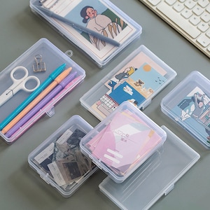 Caja de almacenamiento de pegatinas, almacenamiento de escritorio, caja de almacenamiento de plástico, contenedor de cuentas, organizador de álbumes de recortes, almacenamiento de papelería, almacenamiento de planificador, diario