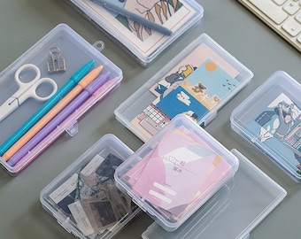 Caixa de armazenamento de adesivos, armazenamento de mesa, caixa de armazenamento de plástico, recipiente de contas, organizador de scrapbook, armazenamento de papelaria, armazenamento de planejador, diário