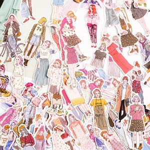 100 pezzi, adesivi per ragazze, borsa con adesivi carini, ragazza dolce, fiocchi di adesivi, ragazza alla moda, adesivi per planner, cancelleria kawaii, album di ritagli, diario
