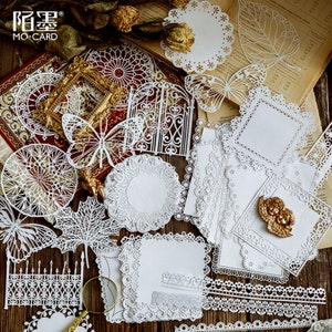 10 pièces, papier journal indésirable, papier de dentelle, plante, papillon, feuilles, découpes, fournitures pour la rentrée scolaire, scrapbooking, pages, journal éphémères