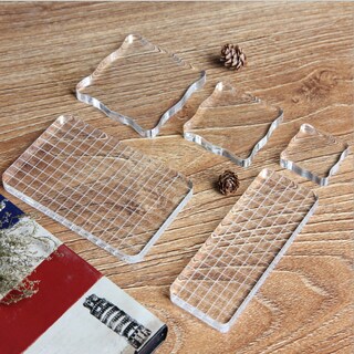 WOPPLXY Set 14 Blocchi Acrilici Per Timbratura - Trasparenti Con Griglia, Varie Dimensioni, Per Scrapbooking E Biglietti Fai Da Te