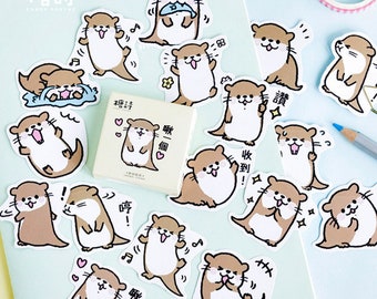 45pcs, otter stickers, animal stickers, sticker flakes, Planner Sticker, kawaii stationary, Scrapbook, journal, cute sticker, Sticker set