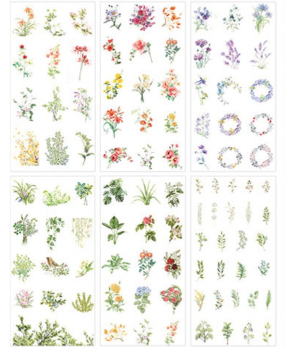 6 sheets Flowers stickers grass stickers wreaths stickers Etsy