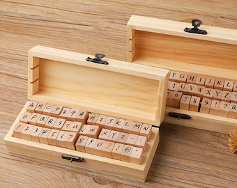 42pcs, Letters Stamp, alphabet stamp, capital stamp, lowercase stamp, upper case stamp, wood stamp, Planner Stamp, cute stamp, kawaii stamp