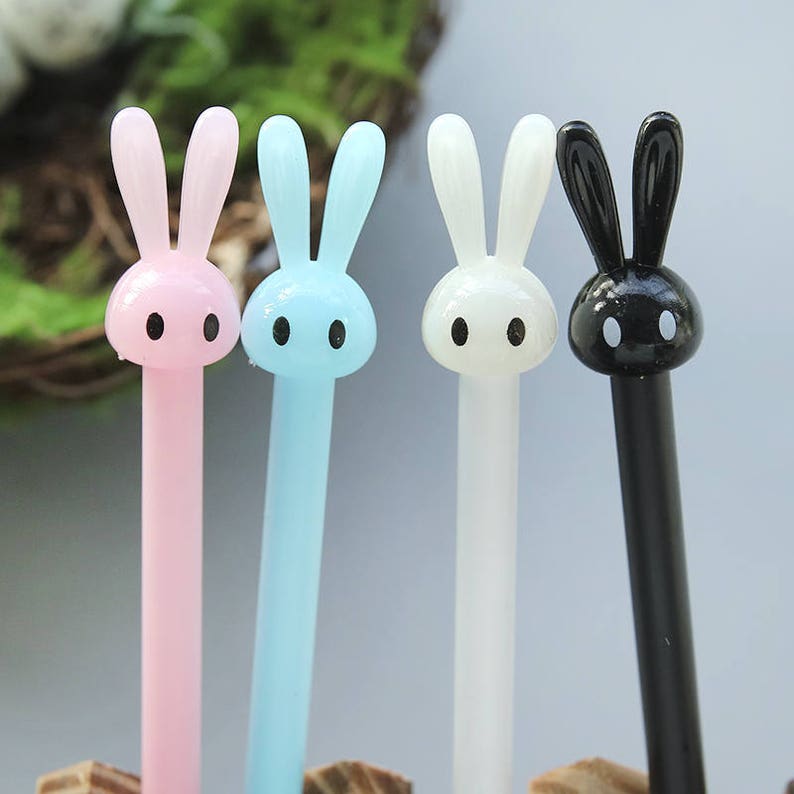 Rabbit Pens Bunny Pen Set of 4 Cute Rabbit Gel Pen Cartoon Etsy