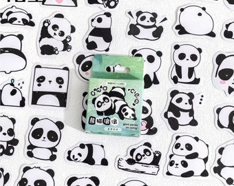 Panda Stickers, 45pcs, Animal Stickers, cute Panda, sticker flakes, Planner Sticker, kawaii stationary, Scrapbook, journal, cute sticker