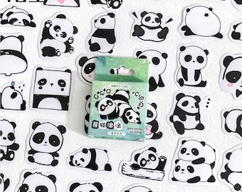 Panda Stickers, 45pcs, Animal Stickers, cute Panda, sticker flakes, Planner Sticker, kawaii stationary, Scrapbook, journal, cute sticker