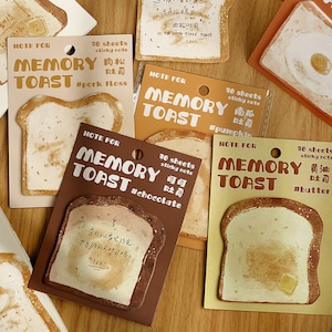 30Blatt, Toast Sticky Notes, Lebensmittel Sticky Notizen, Lesezeichen, Planer Memo, To Do Sticky Notes, Kawaii Notizblock