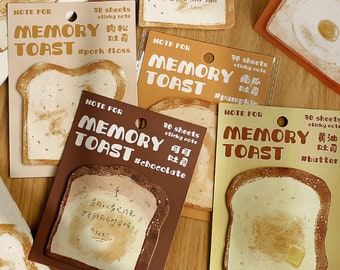 30sheets, toastt Sticky Notes, food Sticky Notes, bookmark, planner memo, to do sticky notes, Kawaii Notepad, cute memo pad