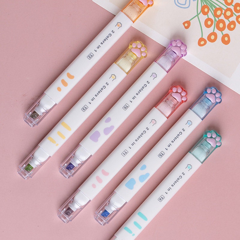 6pcs, 12 Colors, Cat Paw Highlighter Pen, Kawaii Stationary, Back to School  Supplies, Marker Pen, Cute Pen, Kawaii Pen, Planner Pen 