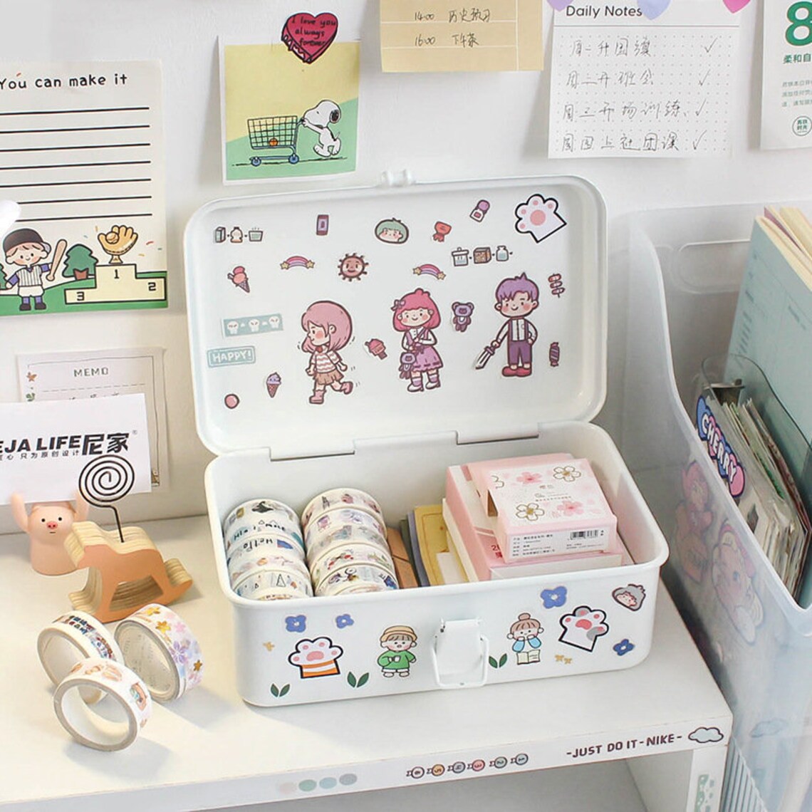 Ins Style White Box, Storage Box, Organiser Box, Containers, Stickers ...