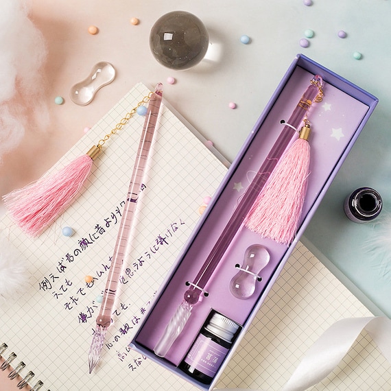 Glass Calligraphy Pen Set With Tassels, Glass Pen Gift Box Set