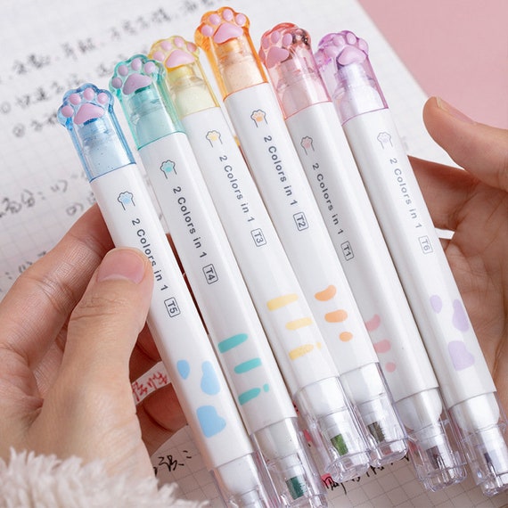 6pcs/set Tiny Markers With Fluorescent Colors & Cute Kawaii Design -  Perfect For Highlighting!