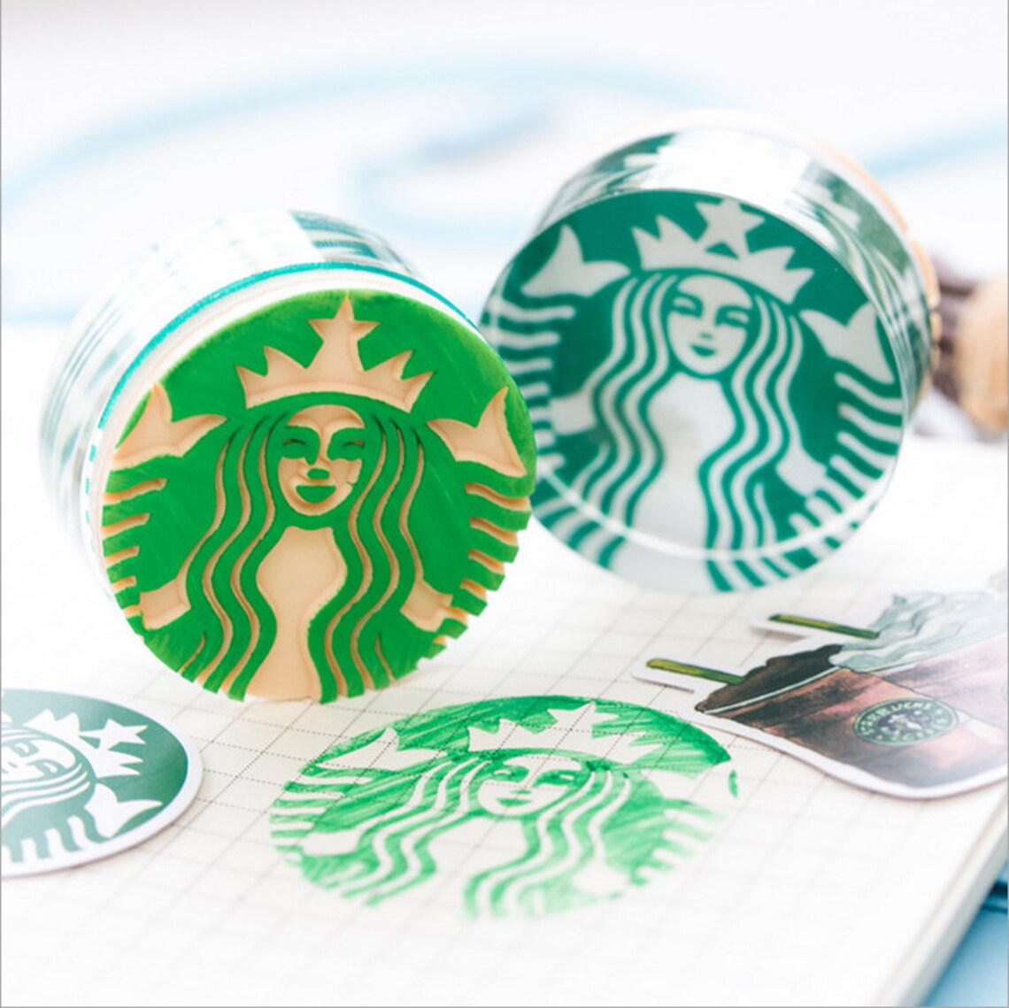Starbucks Stamp Starbucks stickers Starbucks bookmark ink Etsy