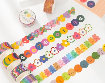 Expression washi tape, bear, toast washi tape, bread, heart, number, cherry washi tape, planner accessories, masking tape, gift wrap tape