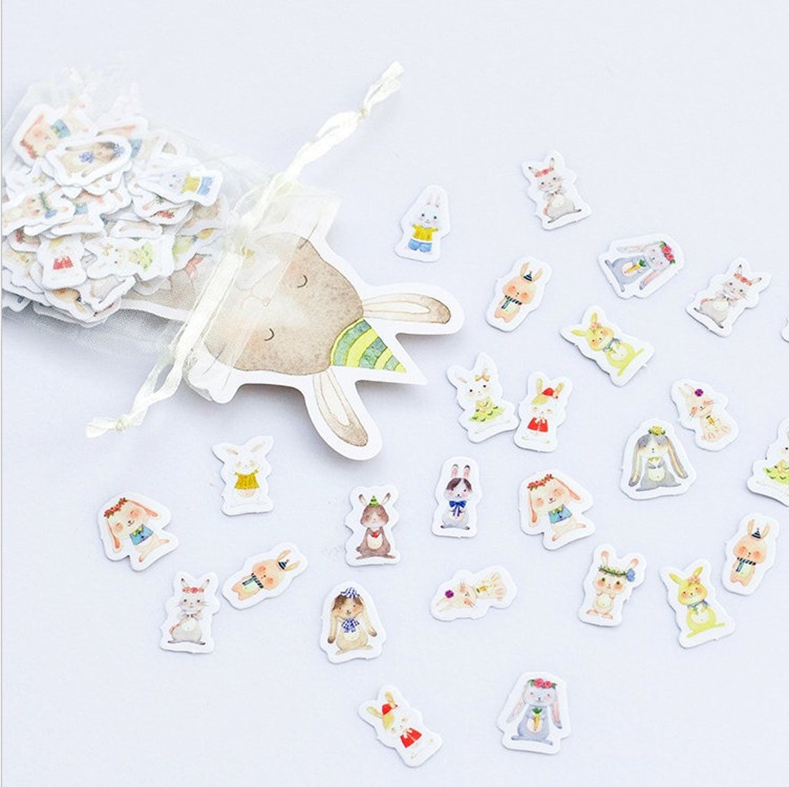 Rabbit Stickers 100pcs Cute Rabbit Sticker Bunny Sticker - Etsy