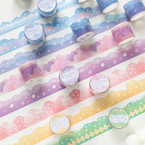 Washitape wolken, washitape bomen, schattige washitape, washitape planten, plakband, washitape pastel, tape cadeaupapier, natuurthema's