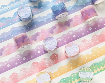 Cloud washi tape, tree washi tape, cute washi tape,  plant washi tape, Masking Tape, Pastel Washi Tape, Gift Wrap Tape, Nature themes