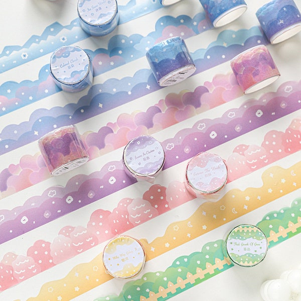 Cloud washi tape, tree washi tape, cute washi tape,  plant washi tape, Masking Tape, Pastel Washi Tape, Gift Wrap Tape, Nature themes