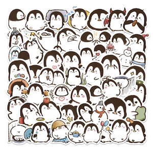 50 peças, adesivos fofos de pinguim, adesivos de animais para malas, adesivos fofos para malas, artigos de papelaria kawaii, adesivos para scrapbook, conjunto de adesivos