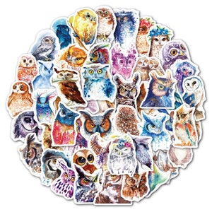 50 peças, adesivos de coruja, animais, adesivos para mala, adesivos à prova d'água, adesivos para bagagem, artigos de papelaria kawaii, adesivos para scrapbook, conjunto de adesivos