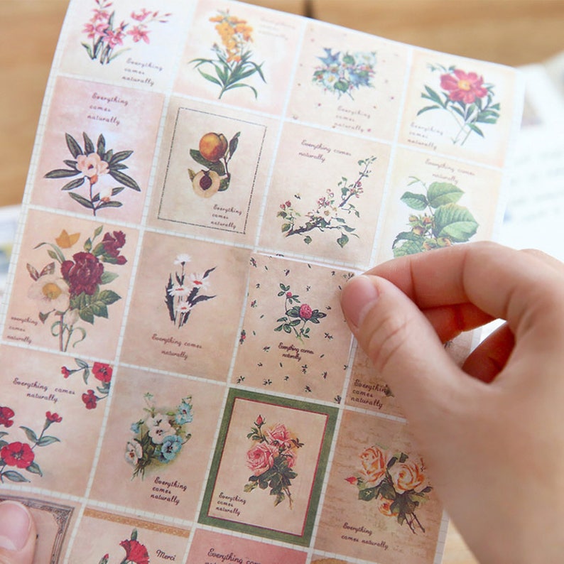 24 Sheets Stamp Stickers Old Stamp Flower Girl Vintage Etsy
