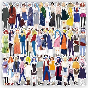 59 pezzi, adesivi per ragazze, borsa adesiva carina, ragazza dolce, fiocchi di adesivi, ragazza colorata, adesivi per planner, cancelleria kawaii, album di ritagli, diario