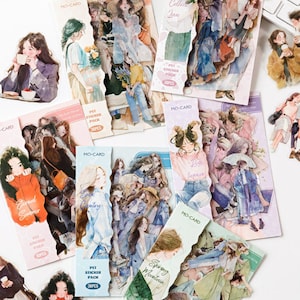 30 pezzi, adesivi per ragazze, ragazza carina, ragazza alla moda, adesivi per planner, cancelleria kawaii, adesivi per album, PET, adesivi carini, set di adesivi