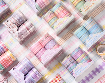 8 rolls, Beautiful Tape, PVC tape, washi tape, grid, ins style, Masking Tape, tape roll, Nature themes