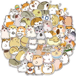 50 pcs, autocollants hamster, autocollants animaux, autocollant imperméable, autocollants mignons, papeterie kawaii, autocollant de scrapbooking, lot d'autocollants