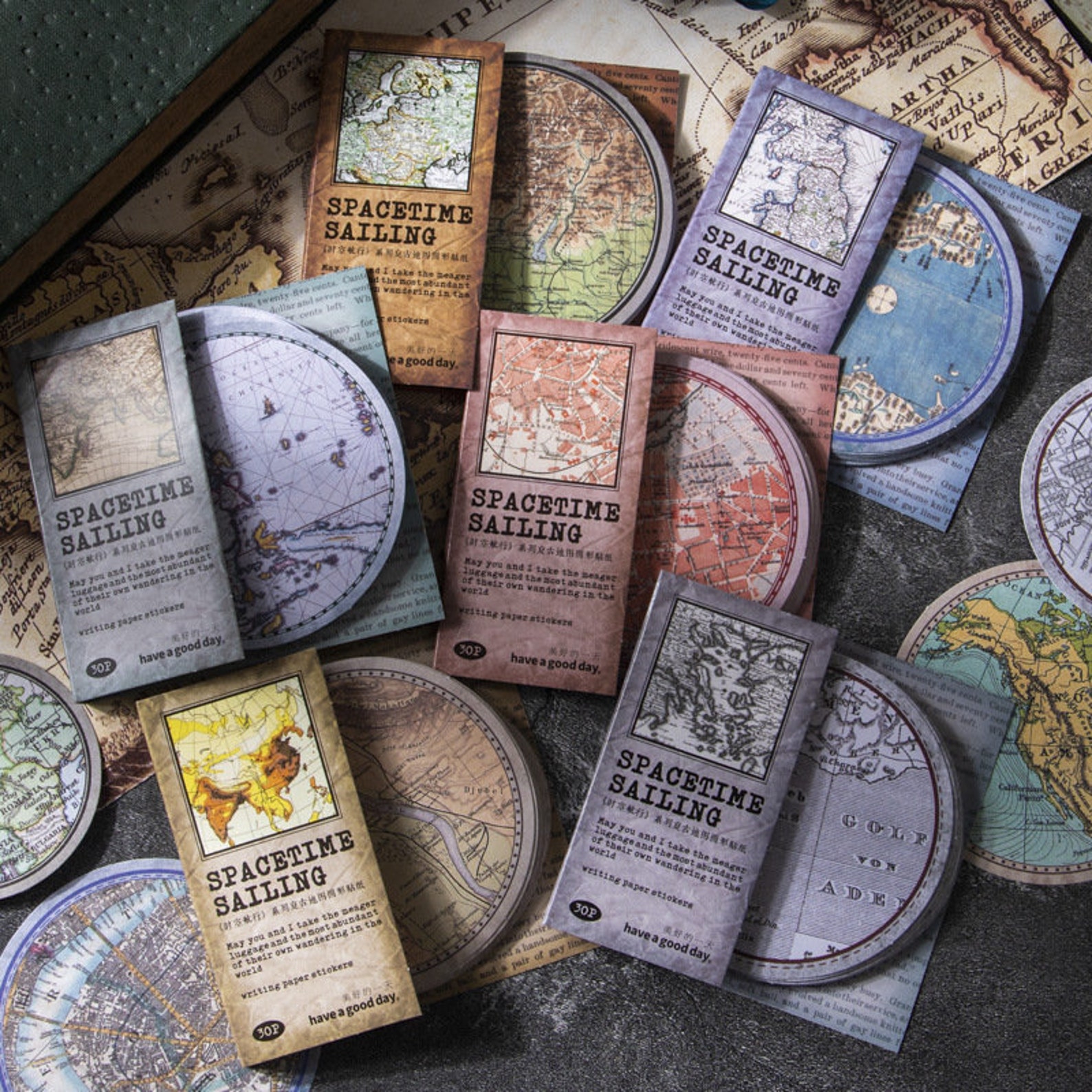Map Sticker Design 30pcs, World Map Stickers, Retro Style Stickers, Map Stickers, Planner ...