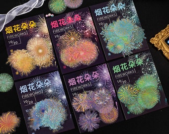 20 pcs, autocollants de feux d'artifice, jolis autocollants, décoration d'album photo, mignon, coloré, papeterie kawaii, autocollants de scrapbooking, lot d'autocollants