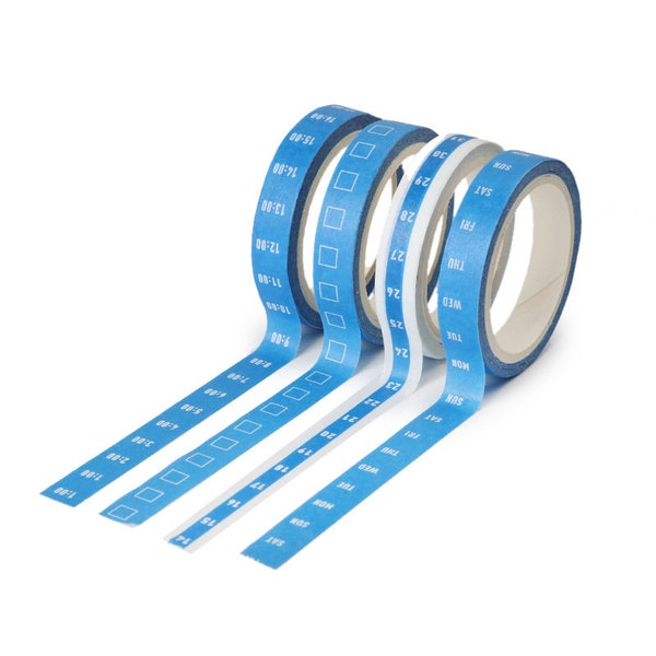 Track washi tape, Blue washi tape,  time washi tape, number washi tape, week washi tape, planner accessories, to do washi tape, Day washi