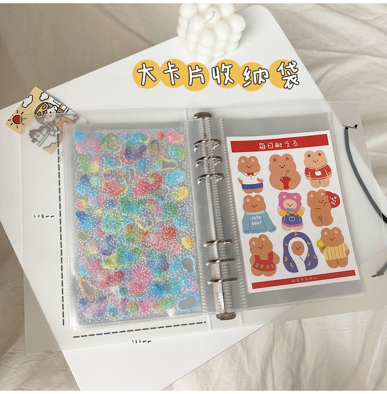 A5 Sticker Storage Book, card storage, 6 Ring Binder, Clear Cover, Storage Album, back to school, Scrapbook Organizer, Label Storage image 2