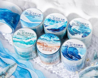 40 mm x 2 m, spruzzi di mare, acqua, oceano, nastro PET, materiali decorativi, carta protettiva