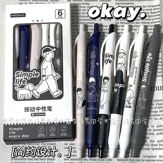 6pcs/set, Retractable Gel Pen, Pink Planner Pens, Kawaii Stationary, Cute  Pens, 0.5mm, Back to School Supplies, Black Gel Pensaesthetic Pens 