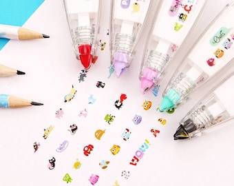 Deko-Klebeband Stift, Dekoratives Korrekturband, Klebeband, Stifteband, Klebestift, Kawaii Schreibband, Katze, Eule, Monster