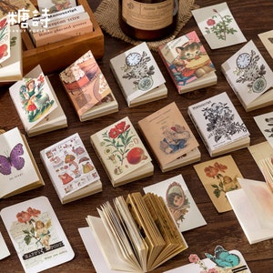 80 piezas, papel de diario basura, páginas vintage, kit, flor, planta, mariposa, niña, papel de álbum de recortes, páginas de diario, efímeras de diario