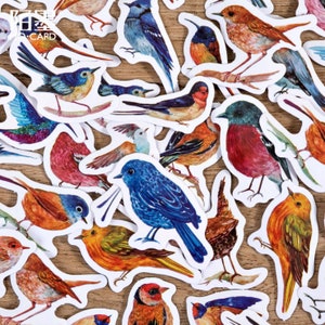 46 piezas, pegatinas de pájaros, pegatinas de animales, copos de pegatinas, pegatinas para planificador, papelería kawaii, álbum de recortes, diario, pegatinas lindas, juego de pegatinas