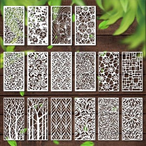 16個、Bullet Journalステンシル、花のステンシル、植物、プランナーステンシル、プラスチックステンシル、ギフト、スクラップブック、テンプレート、新学期用品