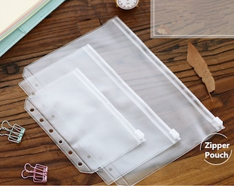 3pcs, PVC Pouch, A5 Zipper Pouch, personal size Pouch, A7 Zipper Pouch, stickers storage, insert, Card Holder, Card Organizer, Zippered