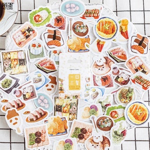 46 pezzi, adesivi alimentari, adesivi per cibo delizioso, adesivi per planner, cancelleria kawaii, adesivi per album, diario, adesivi carini, scatola di adesivi