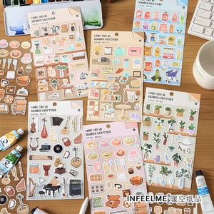 Adesivi per pianificatore, adesivi per caffè, cibo, accessori per pianificatore, kawaii, adesivi per pianificatore del fine settimana, set di adesivi, diario, calendario, temi della natura
