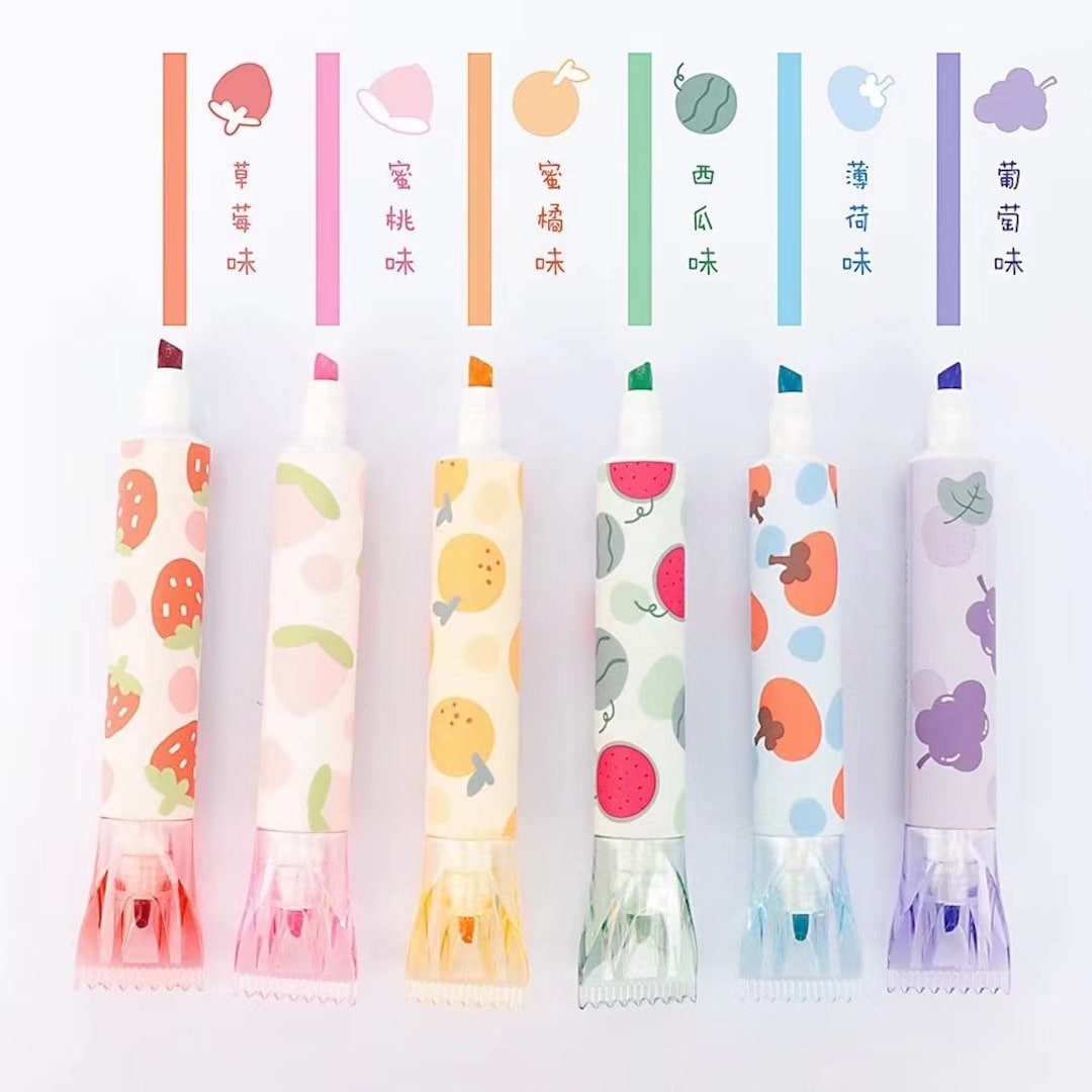 6pcs, Highlighter Pen, Kawaii Stationary, Back to School Supplies, Marker  Pen, Cute Highlighter Pen, Kawaii Pen, Planner Pen, Stationary Pen 