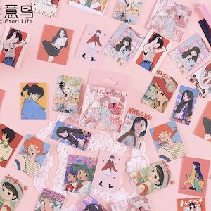 46 pegatinas de niña, pegatinas lindas, copos de pegatinas, pegatinas para planificador, pegatinas decorativas, papelería kawaii, pegatinas para álbumes de recortes